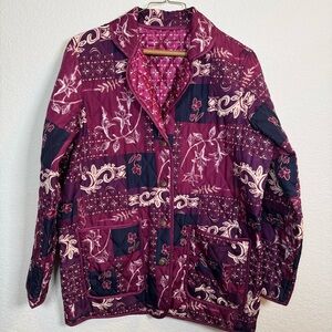 Vintage Blair Reversible Quilted Purple Paisley Coat Chore Jacket Size Small
